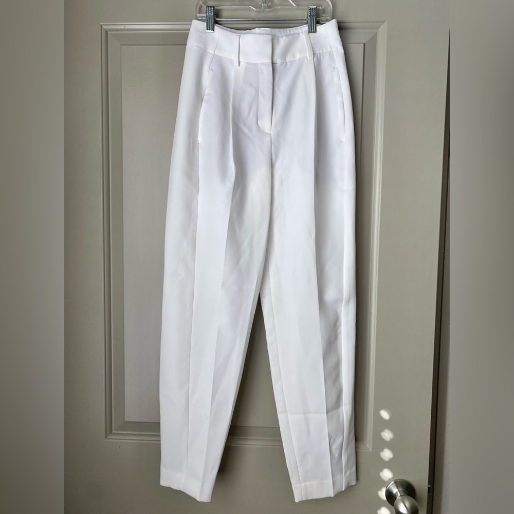 Express Editor High Waisted Straight Ankle Chino Pant in White | size 0 Reg